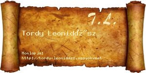 Tordy Leonidász névjegykártya